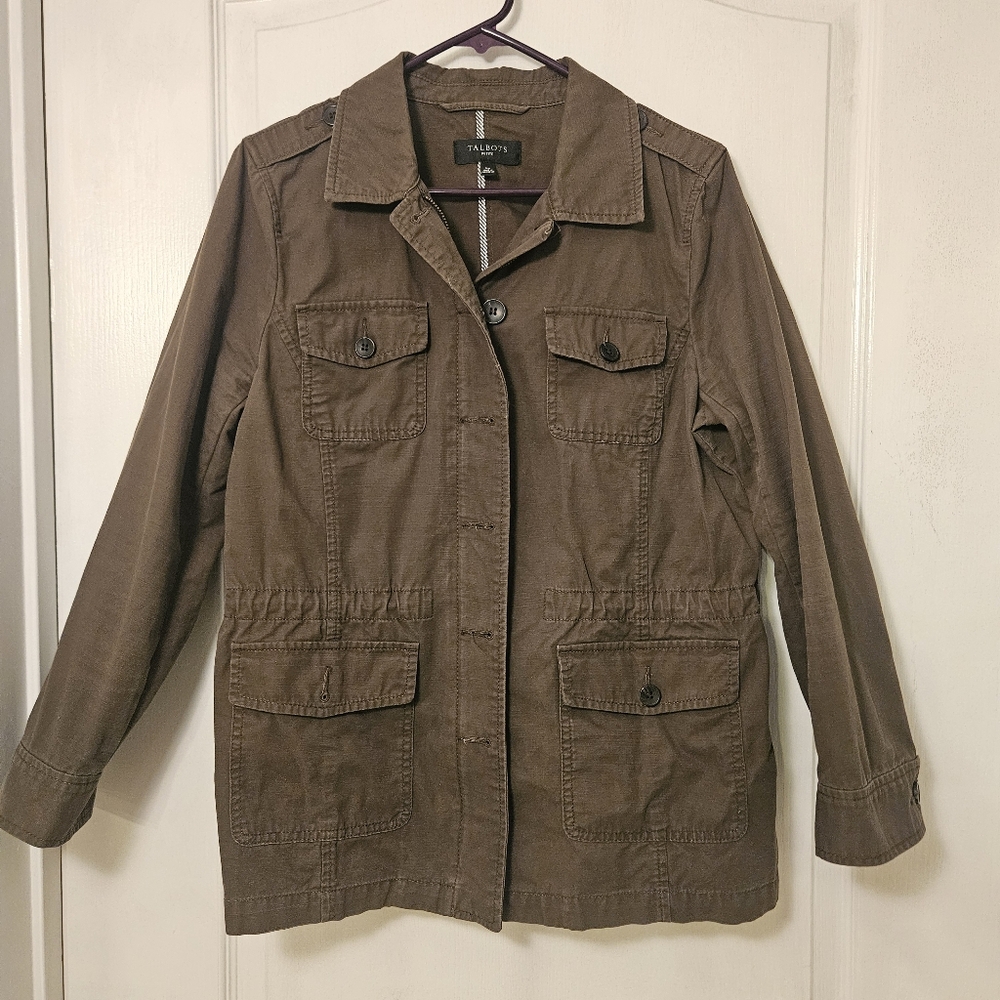 TALBOTS women's coat jacket outerwear size LP Large Petite brown full zip button